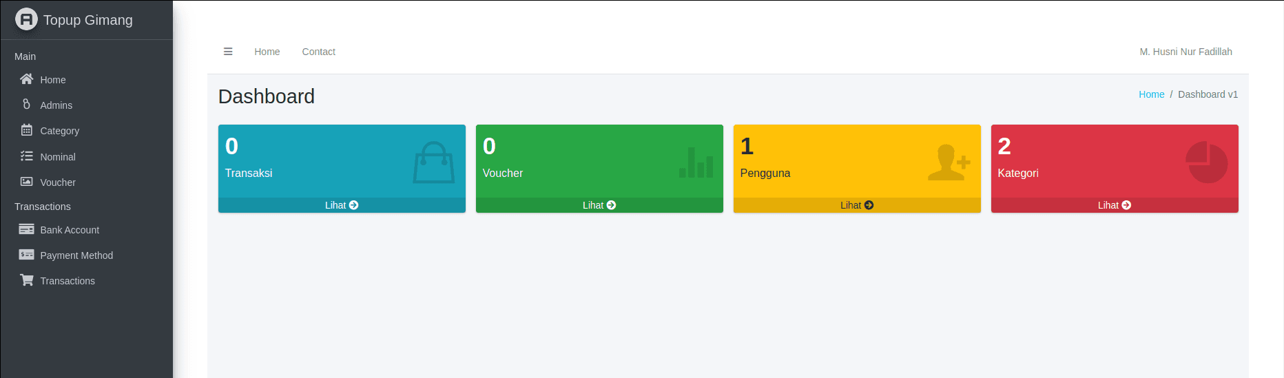 Topup Gimang - Dashboard